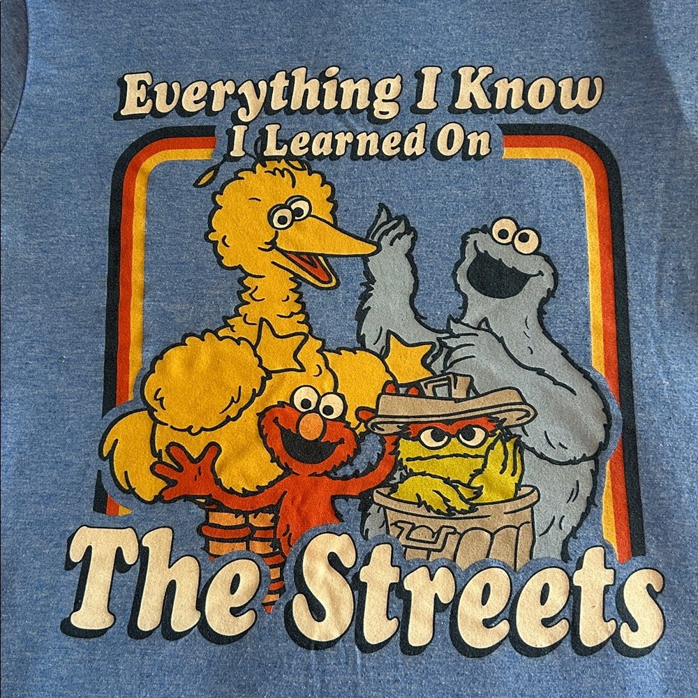 Sesame Street Blue Tee with Big Bird, Elmo, and Cookie Monster
